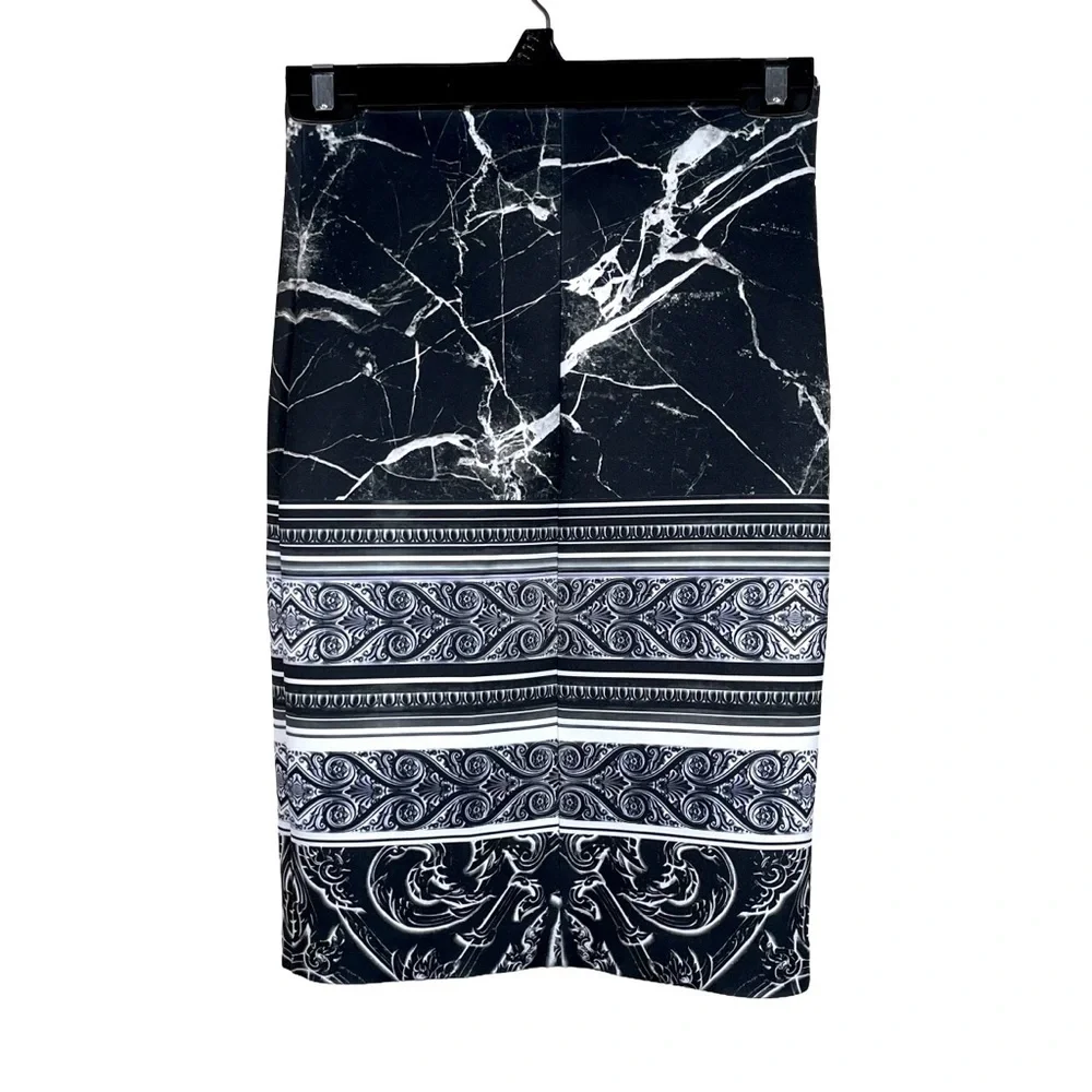 Clover Canyon Marble Print Bodycon Pencil Skirt XS